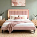 Garvee Full Size Bed Frame with LED Lights & Upholstered Headboard