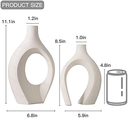 Lvases Snuggle Hollow Ceramic Vase of 2, Boho Nordic Modern Home Decor Vase