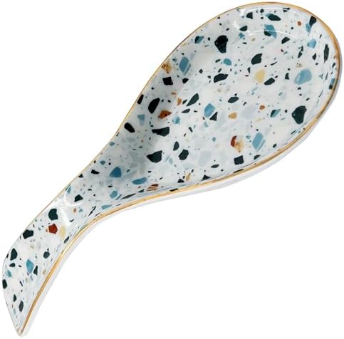 Ceramic Spoon Rest for Stove Top Kitchen Counter Large Spoon Holder Farmhouse Floral Flowers Print Coffee Spoon Cooking Utensil Tools Rest Modern Kitchen Decor