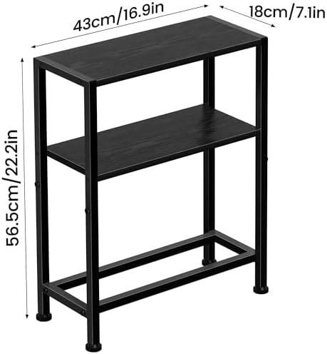 Narrow Side Table, 2-Tier Small End Table, Slim Nightstand