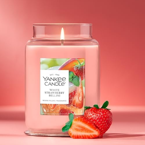 Yankee Candle White Strawberry Bellini Scented Candle, 22oz Large Jar