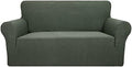 YEMYHOM Couch Cover Latest Jacquard Design High Stretch Sofa Covers for 2 Cushion Couch, Pet Dog Cat Proof Loveseat Slipcover Non Slip Magic Elastic Furniture Protector (Loveseat, Army Green)