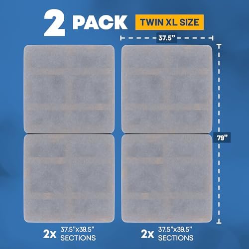 Greaton, 1.5-Inch Split Wood Bunkie Board Twin XL Size, Under Mattress Support, Fits Bed Frames, bunk beds, Fully Assembled, Breathable Fabric Cover, Replaces Bed Slats or Box Spring