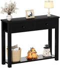 Homieasy Farmhouse Console Table with 2 Drawers, 32 Inch Small Sofa Table with Storage Shelf for Living Room, Behind Couch, Entryway Table for Hallway, Living Room, or Foyer, Black
