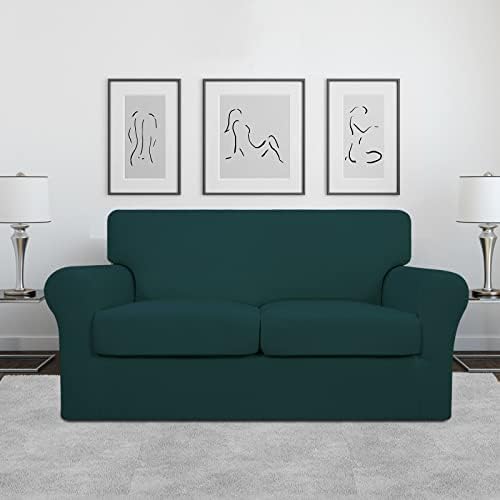 Easy-Going 3 Pieces Stretch Loveseat Couch Cover for 2 Cushion Washable