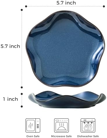ABRUTY Spoon Rest for Stove Top, Ceramic Spoon Holder for Counter, Modern Farmhouse Decor Accessories for Spatula, Spoons or Tongs, Flower Shape, Flambe Blue