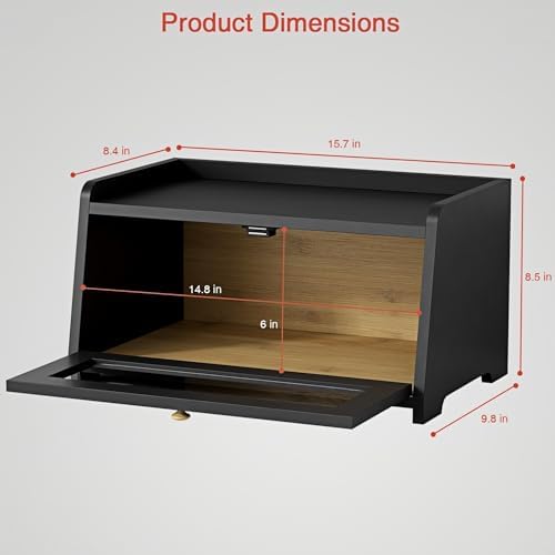 Small Bread Box for Kitchen Countertop, Cute Modern Breadbox Counter Top