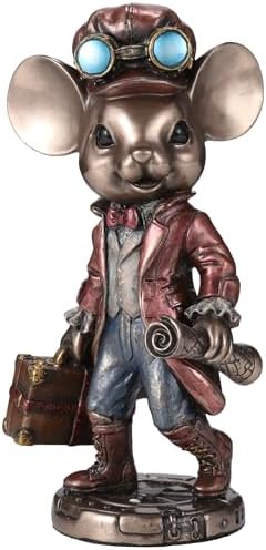 Veronese Design 5 3/4 Mister Mice Guy the Steampunk Traveler Cold Cast Resin Bronze Finish Animal Collectible Figurine Home Decor
