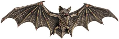 Steampunk Flying Bat Wall Plaque 13.75" L Cold Cast Bronze