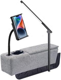 Multifunctional Sofa Armrest, Couch Armrest with Wireless Charge Stand, Removable Couch Caddy with Storage,Including LED Reading Light