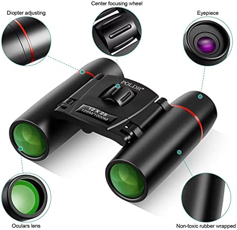 POLDR 12X25 Small Binoculars with Clear Vision, Pocket Compact