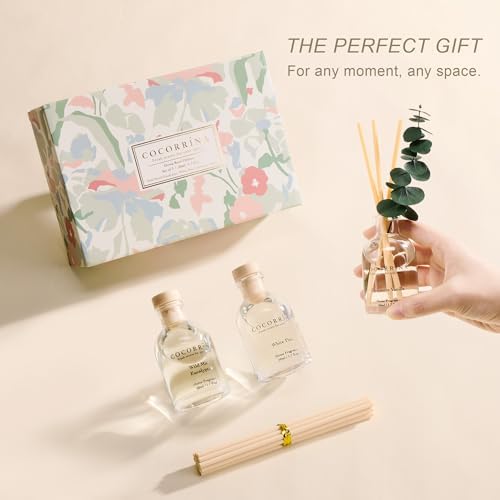 COCORRÍNA Reed Diffuser Set of 3 with Dried Eucalyptus for Home & Office