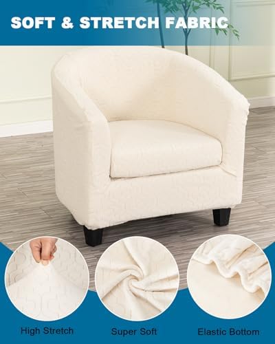 NILUOH Jacquard Club Chair Covers 2-Piece Stretch Barrel Chair Slipcovers Tub Chair Cover Non Slip Round Armchair Covers Couch Covers with Elastic Bottom for Bar Counter Living Room