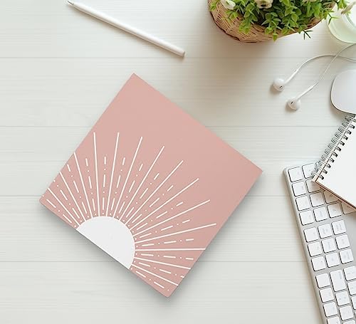 KU-DaYi Abstract Boho Sun Sunrise Sunshine Blush Pink Wood Box Sign Rustic Farmhouse Style Wood Block Plaque Decor for Bohemian Home Girls Room Wall Desk Shelf Decoration