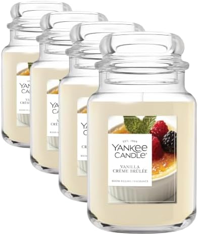 Yankee Candle Vanilla Crème Brûlée Scented Candle, 22oz Large Jar (Pack of 4)