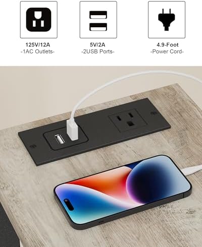 TUTOTAK Narrow Side Table Set of 2, Small End Table with Charging Station