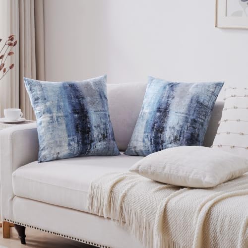 Throw Pillow Covers for Couch, 22x22 Inch, Set of 2, Grey Blue