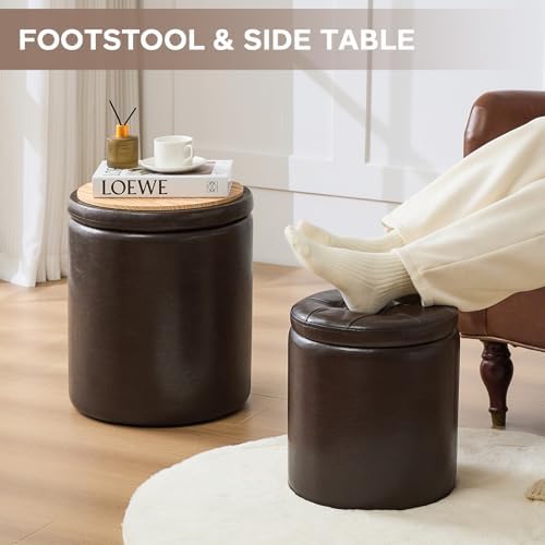 Set of 2 Storage Ottoman, Space Saving Ottoman with Storage for Bedroom