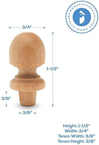 Small Wood Finials, 1-1/2 inch Wooden Finials for Crafting, DIY Décor, and Wooden Finial Crafts, Pack of 25, by Woodpeckers