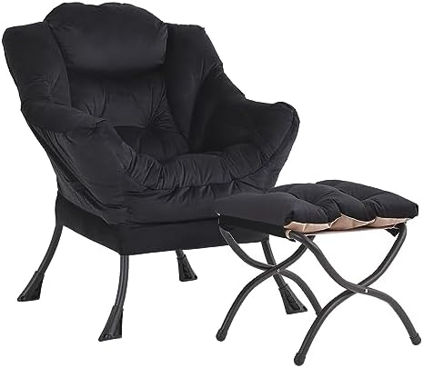 LITA Lazy Chair with Ottoman, Comfy Accent Reading Chair