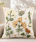 Embroidered Floral Throw Pillow Cover 20x20 Inch, Meadow Flower