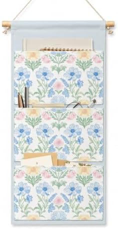 IAXIC Pastel Floral Wall Hanging Organizer, Canvas Storage for Nursery
