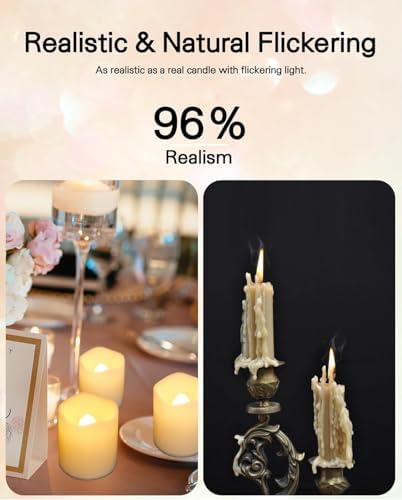 SHYMERY Flameless Votive Candles,50 Pack Flickering Electric Fake Battery Operated LED Candles,200+Hour Long Lasting LED Tea Lights for Wedding,Halloween,Christmas,Party and Holiday Decoration