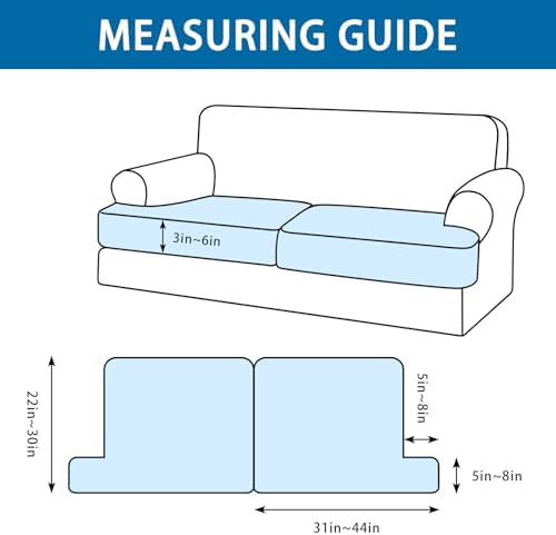 T Cushion Sofa Slipcovers Leather-Look 2PC Stretch Sofa Cushion Covers for 2 Cushion Couch Individually Couch Seat Cover with Elastic Bands, Pet-Friendly, Non-Slip, Easy Fit - Grey