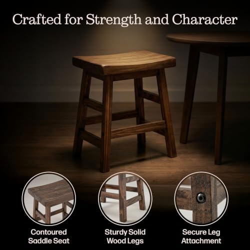 Alaterre Furniture Pomona Solid Wood Bar Stool, Rustic Brown, 20”