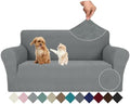 JIVINER Stretch Loveseat Slipcovers 1 Piece Love Seat Sofa Cover Spandex 2 Seater Couch Covers Universal Furniture Protector with Elastic Bottom (Medium, Light Gray Rhomb)