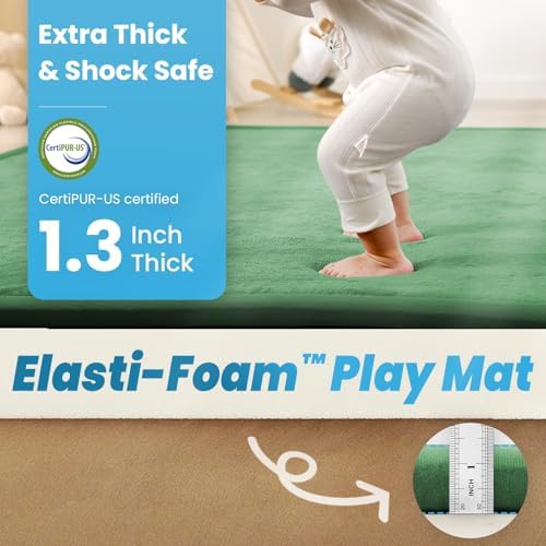 1.3" Thick Baby Play Mat for Floor,71x79 Large Memory Foam Tummy Time Mat