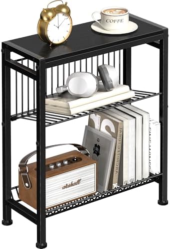 Narrow Side Table, 3-Tier End Table, Small Nightstand
