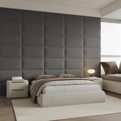 Modern Dark Gray Linen Fabric Headboard 24x12 Inch 9-Panel Set - Compatible with Queen/King/Full Beds, Adjustable Bed Frame Friendly