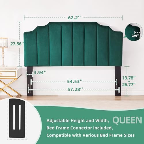 Headboard Queen Elegantly Curved Soft Padded Queen Headboard Only