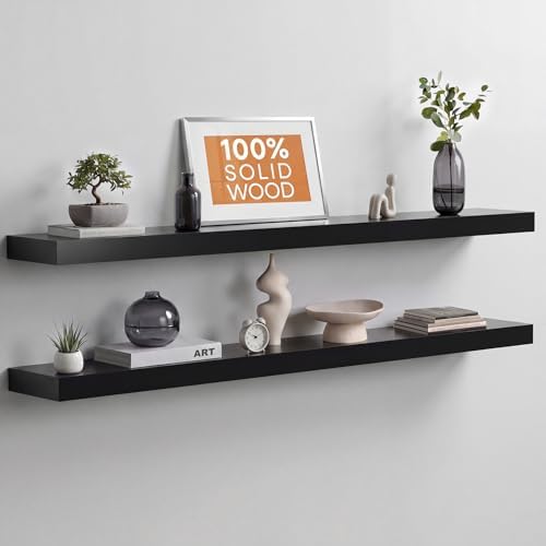 Homeforia 48 Inch Floating Shelves, High-End Solid Pine Wood, Set of 3