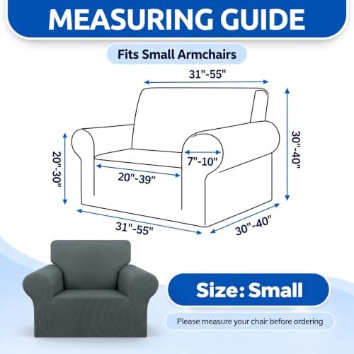 KEKUOU Stretch Chair Sofa Slipcover, Single Couch Cover,Grey