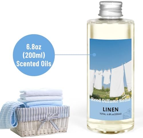 STRN Reed Diffuser Oil Refill, Linen Scented Diffuser with Stick 200ML Home