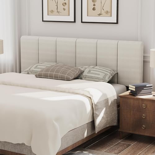 HAOBO Home Upholstered Queen Headboard Only, Linen Panel Grayish White