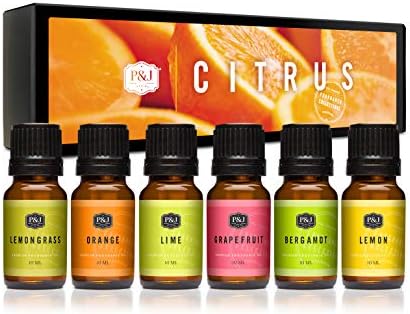 P&J Trading Citrus Set of 6 Fragrance Oils - Lemon, Lime, Orange, Bergamot, Grapefruit, Lemongrass Scents for Candle Making, Soap Making, Diffuser Oil
