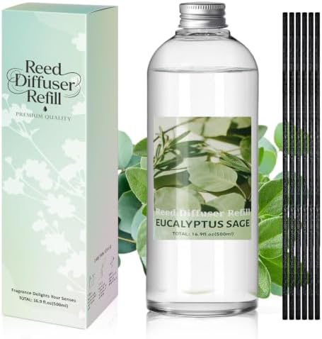 SCENTORINI Eucalyptus Sage Diffuser Reed Diffuser Oil Refill, 16.9 FL OZ