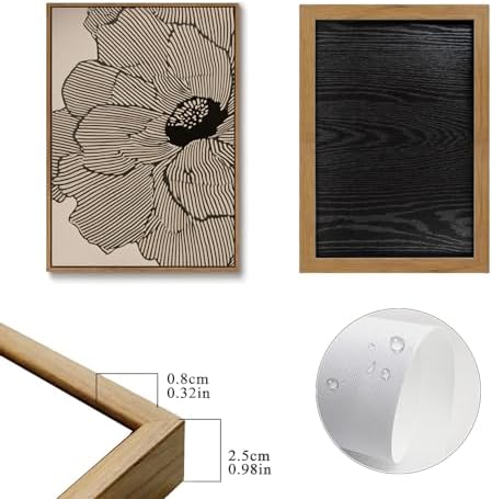 Framed Abstract Floral Line Art Wall Decor, Office Art 12x16