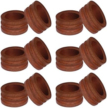 COTTON CRAFT Solid Wood Fluted Ribbed Napkin Rings - Set of 12 Napkin Rings