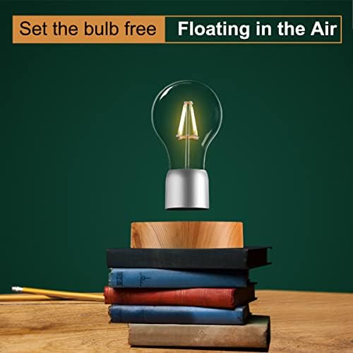 Floating Light Bulb Lamp, Magnetic Levitating Rotating Bulb Lamps, Levitating Wireless LED Bulb Desk Lamp Night Lights for Room Décor, Cool Gifts for Christmas, New Year, Birthday