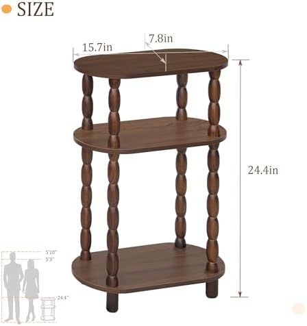 MaxSmeo Small Side Table, 3-Tier Narrow End Table, Wood Accent Table