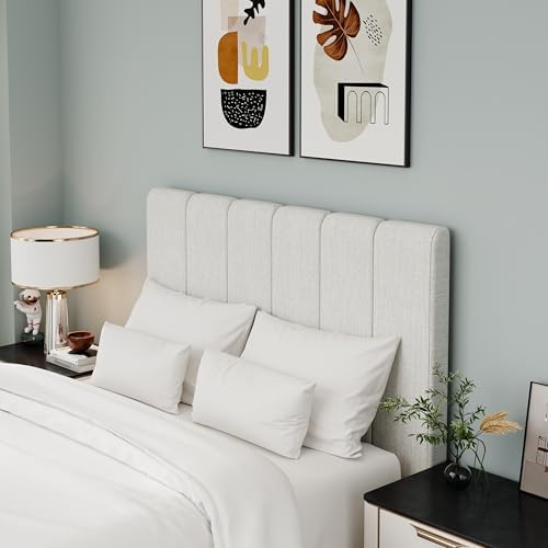 Yongchuang Upholstered Queen Headboard Only, Modern Linen Grayish White