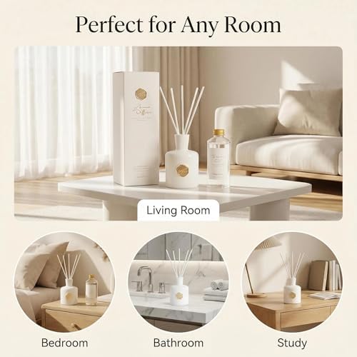 White Musk Reed Diffuser, Long Lasting Essential Oil Home Fragrance