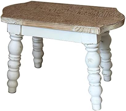 dwellington Wooden Bathroom Farmhouse Step Stool, Wood Foot Stool for Adults Kids, Bedside Step Plant Stand for Kitchen