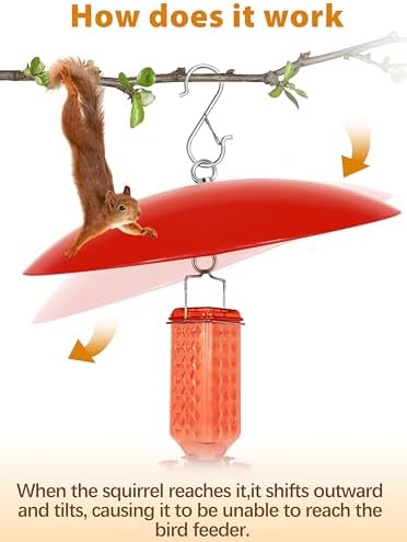 13" Hummingbird Feeder Dome Guard,Bird's Feeder Rain Cover,Squirrel Proof for Bird Feeders Pole, Smart Bird Feeders Umbrella(Bright Red), 2Pack