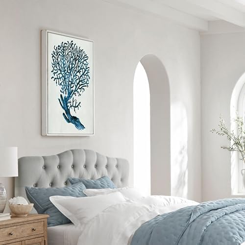 Rosevera Givanna Adjustable Height Headboard with Linen Upholstery and Button Tufting for Bedroom, King, Gray Linen