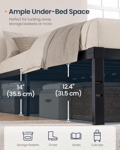 SONGMICS HOME Queen Size Bed Frame, Metal Platform Bed Frame, 14 Inch